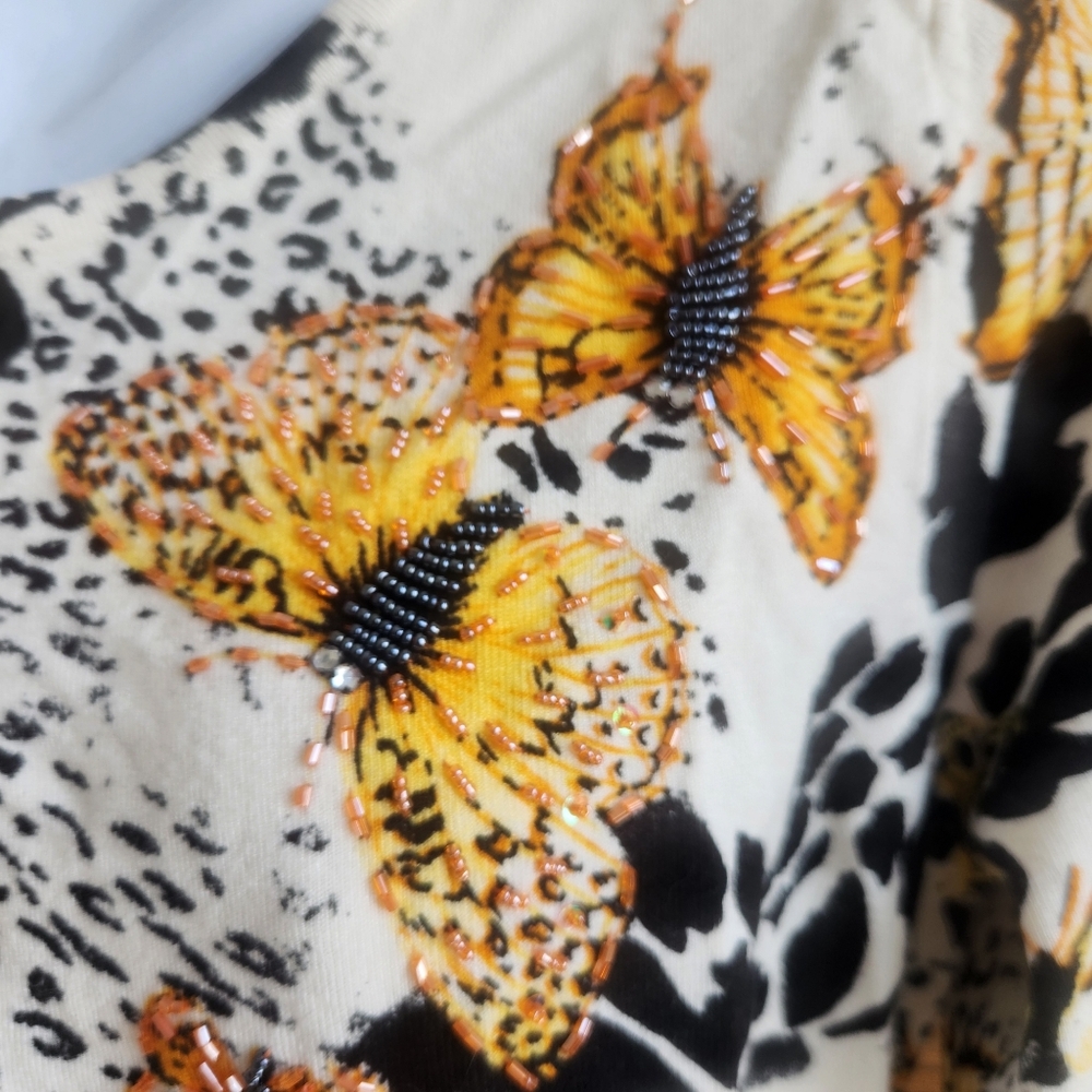 Venue Vintage Inspired Y2K Nostalgic Beaded Butterfly Cardigan Knit Sweater  M - Picture 4 of 14